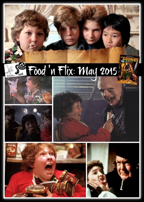 May 2015 edition of Food 'n Flix hosted at girlichef.com, featuring The Goonies! Goonies Themed Food, Goonies Movie Night, Goonies Movie, Movie Night Dinner, The Goonies, Dinner And A Movie, Dinner Night, Camp Ideas, Dinner Plan