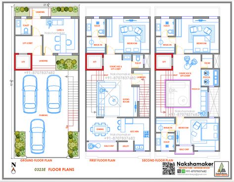 Home Office & 4BHK Duplex home layout (22 x 52 feet) floor plan by NakshaMaker +91-8707837682 modern home design, home layout, contemporary house design, home plan, house plan. 40x55 House Plans, 4 Bhk Duplex House Plan, 30x45 House Plans, Thotti Mane, 25×50 House Plan, House Plan App, 20 50 House Plan, Small House Design Floor Plan, Vastu Plan