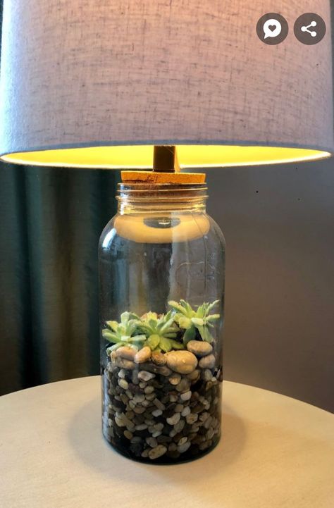 Jar Lamp Ideas, Glass Lamp Filler Ideas, Lamp Filler Ideas, Fillable Lamp Ideas, Diy Table Lamp Ideas, Glass Jar Lamps, Diy Lamp Ideas, Fillable Lamp, Clear Glass Lamps