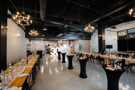 Multi Purpose Event Space, Event Room Ideas, Small Modern Event Space, Small Event Space Business, Event Venue Design Modern, Event Space Design Interiors, Small Banquet Hall, Small Event Venue Design, Indoor Event Space