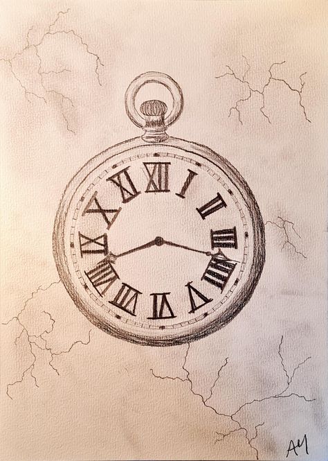 Roman Clock Drawing, Time Art Clock Drawing, Math Sketches Art, Cool Clock Drawing, Clock Aesthetic Drawing, Clock Sketch Drawing, Stop Watch Drawing, Clock Drawing Sketches, Time Drawing Clock