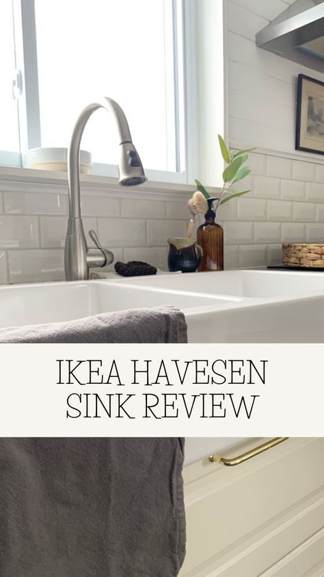 IKEA Havesen Farmhouse sink review Ikea Sink Kitchen, Ikea Havsen Sink, Havsen Sink Ikea, Ikea Kitchen Sink, Ikea Sink, Ikea Sinks, Bungalow Kitchen, Apron Front Sink, Apron Sink