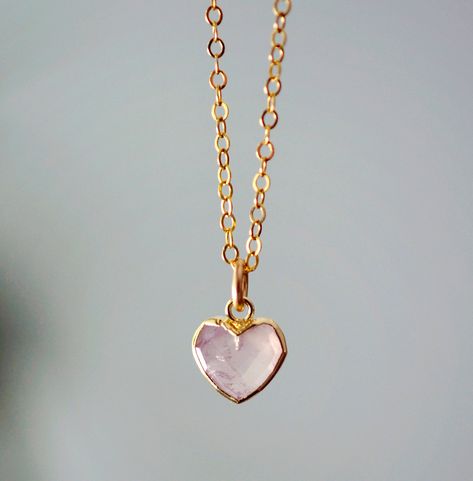 "Rose Quartz Heart Necklace - 14k Gold Filled or Sterling Silver Looking for a unique accessory for some self love, or love for that special someone? Crafted from 14k gold filled or sterling silver and natural Rose Quartz, this pendant is the perfect, sparkling way to show anyone how much you care.  Rose Quartz is a stone of love. It is believed to restore trust & harmony in relationships and encourage unconditional love. It purifies the heart and promotes self love, inner healing, and friendshi Gift Crystal Pendant Necklaces, Cheap Rose Gold Heart Necklace, Cheap Rose Gold Heart Necklace Gift, Affordable Heart-shaped Rose Gold Necklace, Cute Necklaces For Girlfriend Crystal, Romantic Heart Necklace Gift, Luxury Gold Rose Quartz Jewelry, Cheap Rose Gold Crystal Jewelry, Cheap Pink Heart Necklace Gift