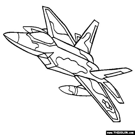 100% Free Airplane and Jet Fighter Aircraft Coloring Pages. Color in this picture of an F-22 Raptor Stealthfighter and others with our library of online coloring pages. Save them, send them; they're great for all ages. Jet Coloring Page, Plane Drawing, Airplane Coloring Pages, Airplane Drawing, F 22 Raptor, F22 Raptor, Coloring Pages Inspirational, Dragon Coloring Page, Jet Fighter