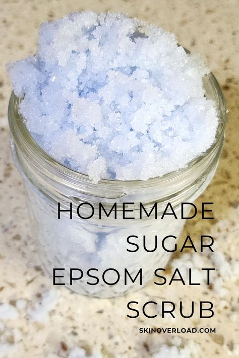 DIY Sugar and Epsom Salt Scrub Recipe Epson Salt Scrub, Diy Bath Scrub Recipes, Epsom Salt Scrub Recipe, Exfoliating Body Scrub Diy, Diy Salt Scrub Recipe, Homemade Salt Scrub, Salt Benefits, Epsom Salt Scrub, Salt Scrub Diy