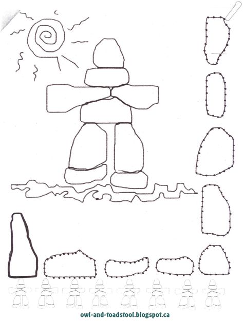 Inuit Inukshuk Inuit Activities, Indigenous Teachings, Native American Art Projects, Indigenous Education, Flag Coloring Pages, Girl Guide, Dog Coloring Page, Coloring Pages For Boys, Animal Silhouette