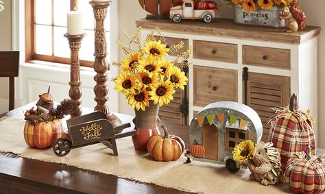 Fall Decorations | At Home Fall Decor Entryway Table, Fall Decor Entryway, Decor Entryway Table, Wood Garland, Ty Pennington, Fall Thanksgiving Decor, Decor Entryway, Rustic Materials, Harvest Decorations