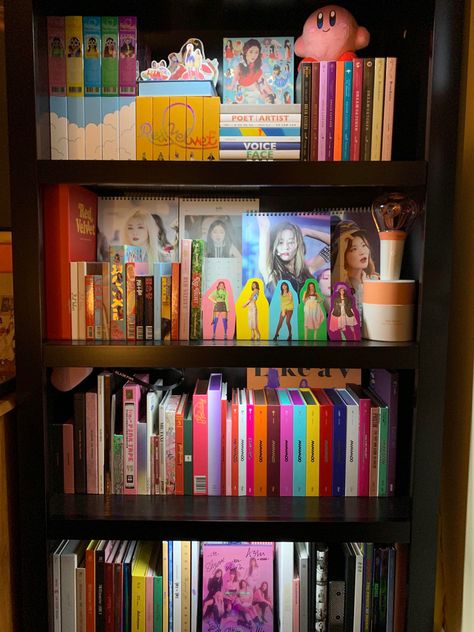 Red Velvet Collection Shelf, Red Velvet Album Collection, Kpop Album Collection, Kpop Albums Shelf, Twice Album, Pop Albums, Pop Collection, Organization Inspiration, Velvet Collection