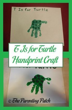 Turtle Handprint Craft, Turtle Handprint, T Is For Turtle, Make A Letter, Turtle Craft, Teaching Letter Sounds, Abc Crafts, Season Art, How To Make Letters