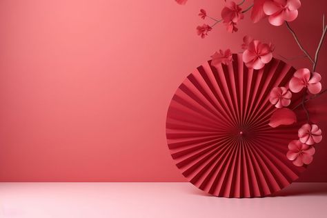 Presentation Background, New Year Backdrop, Chinese Paper, Presentation Backgrounds, Background Flower, Paper Fan, Product Presentation, Style Background, Background 3d