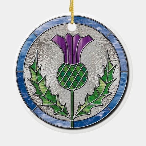 Glass Thistle Ornament  Zazzle Thistles Art, Glass Art Projects, Stained Glass Ornaments, Scottish Thistle, Stained Glass Flowers, Stained Glass Diy, Stained Glass Crafts, Stained Glass Panel, Stained Glass Designs