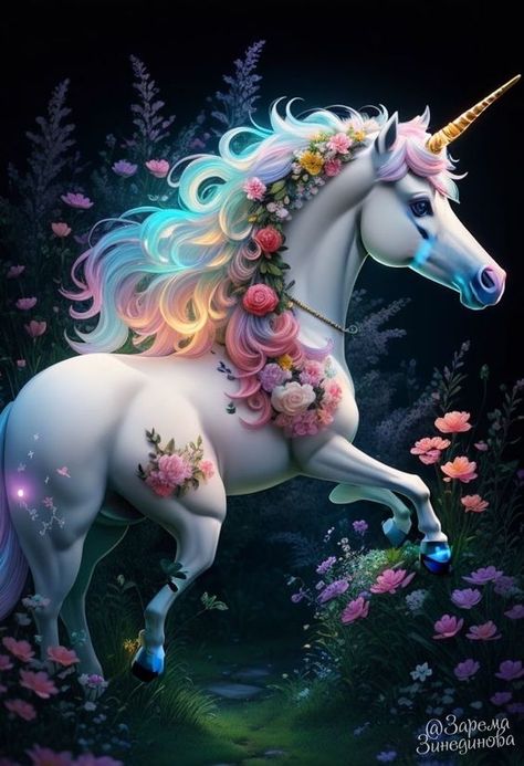 Creaturi Mitice, Unicorn Artwork, Unicornios Wallpaper, Majestic Unicorn, Unicorn And Fairies, Magical Horses, Unicorn Pictures, Unicorn Illustration, Fantasy Horses