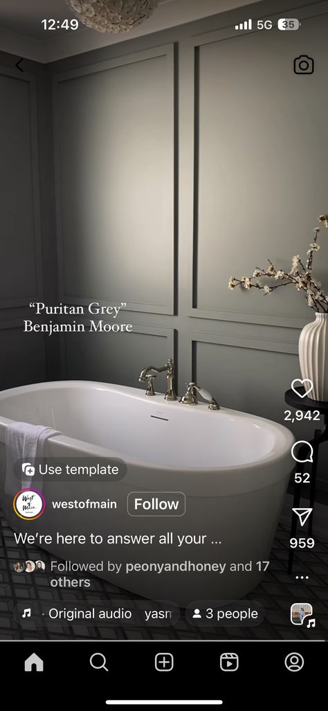 Puritan Grey Benjamin Moore, Benjamin Moore, Master Suite, Laundry Room, Room Ideas, House Ideas, New Homes, Grey, The Originals