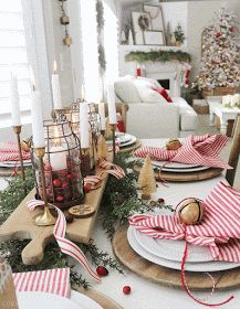 Candle Tablescapes, Tablescape Christmas, Country Girl Home, Holiday Tablescape, Christmas Table Setting, Christmas Table Centerpieces, Tablescape Ideas, Christmas Tablescape, Mason Jar Lighting