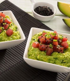 Tuna Poke Miso Guacamole - Avocados From Mexico Avocado Dip Recipes, Avocado Dip Recipe, Avocados From Mexico, Guacamole Dip, Tuna Poke, Avocado Dip, White Miso, 2000 Calorie Diet, 300 Calories