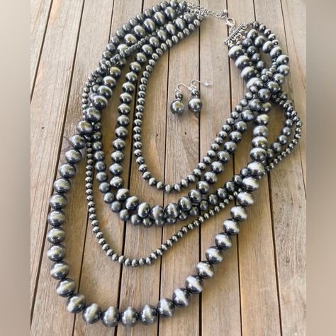 Brand New Southwestern Silver Multi Strand Navajo Pearl Beaded Style Necklace. Measures 26” Long + 3” Extender. This Item Is Nwt From My Boutique Cowgirl Up Accessories. Rodeo Jewelry, Western Jewelry, Southwestern Jewelry, Cowgirl Jewelry, Boho Jewelry, Country Girl, Boots, Boho, Gypsy, Tribal, Southern, Southwest, Western, Natural, Stone, Rodeo, Cowgirl Style, Dojo, Bohemian, Rock Rivals, Wrangler, Levi's, Rockies, Ariat, Charlie Horse & Horse Print, Silver Jewelry, Aztec, Tribal, Navajo, Zuni Country Girl Boots, Jewelry Cowgirl, Stretch Beaded Bracelets Diy, Jewelry Country, Charlie Horse, Rodeo Jewelry, Boots Boho, Western Bling, Jewelry Western