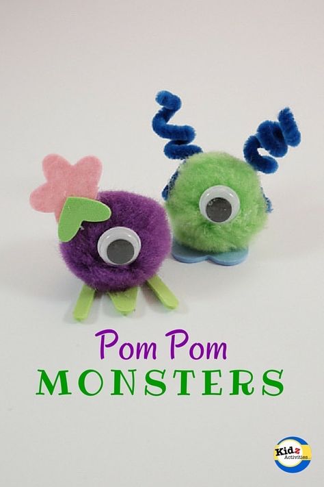 Pom Pom Monsters, Monsters Craft, Quiet Critters, Easy Paper Crafts For Kids, Summer Crafts For Toddlers, Monster Craft, Pom Crafts, Monster Crafts, Pinterest Crafts