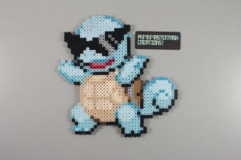 Perler and Artkal fuse bead Pokemon Squirtle Squad Squirtle by Manic Made Geekery Perler Beads Squirtle, Squirtle Perler Beads, Pokemon Fuse Beads, Squirtle Perler, Bead Pokemon, Hama Beads Pokemon, Squirtle Squad, Pokémon Perler, Pokemon Perler