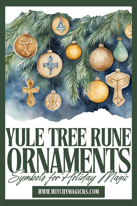 Guide to Yule tree rune ornaments, featuring symbols to bring holiday magic and meaning to your decorations. Yule Themed Christmas Tree, Norse Yule Decorations, Yule Runes, Winter Solstice Ornaments, Yule Celebration Pagan, Homemade Yule Decorations, Yule Meaning, Diy Yule Ornaments, Yule Diy Decorations