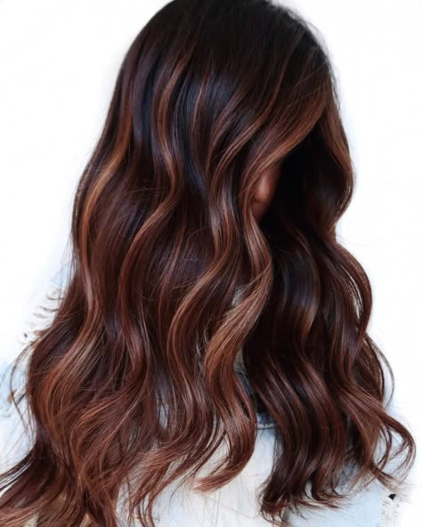 Cinnamon Brown Balayage, Caramel Brown Highlights, Carmel Balayage, Dark Brown Hair With Highlights, Rich Brown Hair, Highlighting Techniques, Hair Caramel, Warm Hair Color, Cinnamon Hair