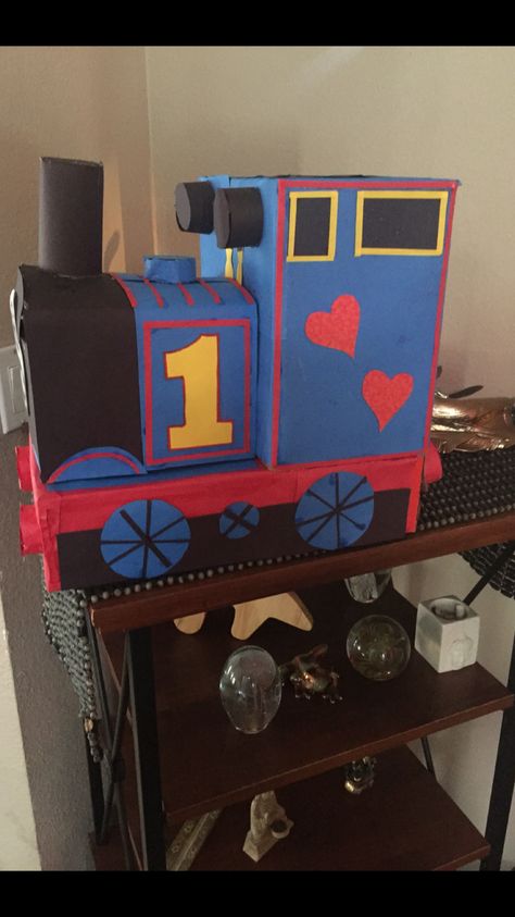 Thomas Valentine Box Ideas, Thomas The Train Valentines Boxes, Thomas Train Valentine Box For Kids, Make A Train Out Of Boxes, Train Valentine Box Ideas, Train Out Of Boxes, Train Valentines For Kids, Train Valentine Cards, Homemade Valentine Boxes