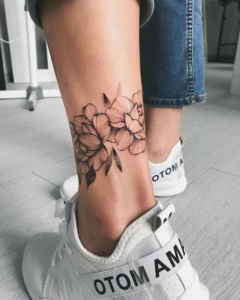 Tattoos For Women Ankle, Flower Tattoos For Women, Tattoo Calf, 42 Tattoo, Luck Tattoo, Ankle Tattoos For Women, Anklet Tattoos, Tattoo Trend, Foot Tattoos For Women