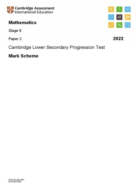 Mathematics: Cambridge Lower Secondary Progression Test | PDF | Significant Figures | Numbers Significant Figures, Cambridge Primary, Container Dimensions, Equivalent Fractions, Magic Squares, Sample Paper, Document Sharing, Interview Questions, Read Online For Free