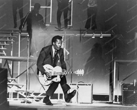 Chuck Berry In Concert Vintgage 8x10 Reprint Of Photo Here is a neat collectible featuring Chuck Berry in concert during the 1960's. Size 8x10 Reprint Of inches. Reproduced photo is in mint condition. Guitarist Photography, Concert Art, Johnny B, Rock & Roll, Angus Young, Marty Mcfly, Chuck Berry, Rock N Roll Music, Guitar Tips