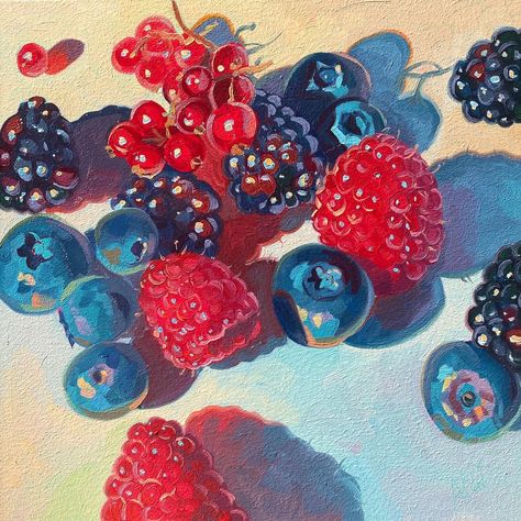 동화 삽화, Colorful Oil Painting, Food Painting, Without Borders, Paint Print, Gouache Painting, Affordable Art, 그림 그리기, Blueberries