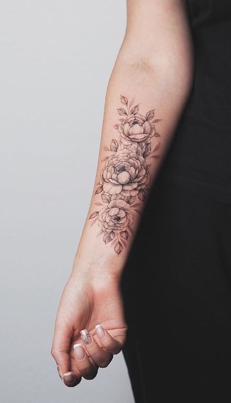 Greyscale Floral Tattoo, Grey Scale Tattoo, Grey Tattoo Ink, Black And Gray Flower Tattoo, Rose Tattoos For Women, Scale Tattoo, Pink Tattoo, Flower Tattoo Arm, Flowers Tattoo