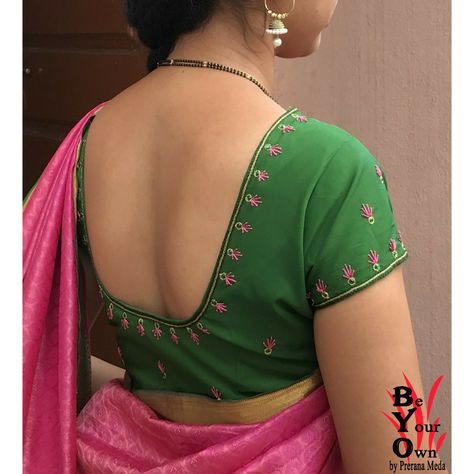 #blouseembroidery #frenchknotstitch #simpledesign Thread Craft, Blouse Designs Catalogue, New Saree Blouse Designs, Latest Model Blouse Designs, Cutwork Blouse Designs, Blouse Embroidery, Blouse Design Images, Blouse Designs Indian, Maggam Work Blouse Designs