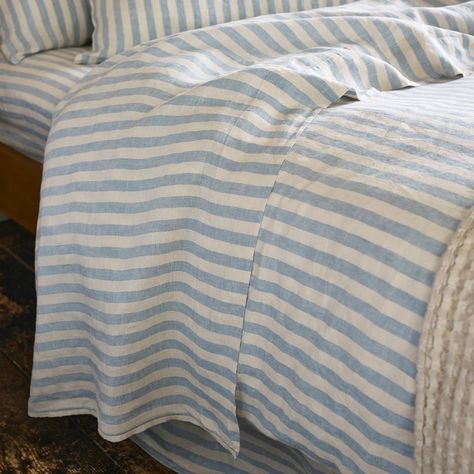 Search for “coastal blue pembroke stripe” | Piglet in Bed US Vintage Traditional Bedroom, Blue Coastal Bedroom, Scandinavian Beach House, Beachy Bedding, Piglet In Bed, College House, Coastal Bedding, Striped Bedding, Striped Duvet