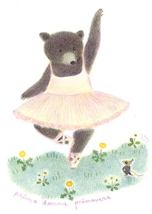 primadonnaprimavera_mayumi maeda Ballerina Animals, Illustration Bear, Ballet Illustration, Ballerina Illustration, Ballerina Bear, Kawaii Illustration, Picture Books Illustration, Bear Illustration, Collage Illustration