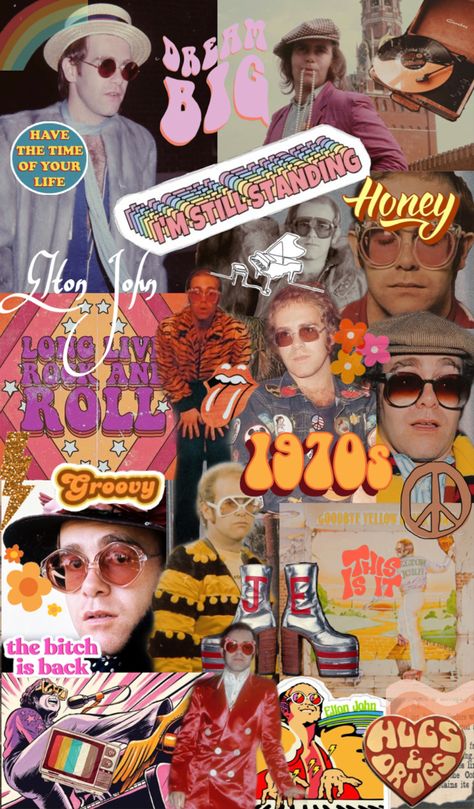 Elton John Party Theme, Elton John Wallpaper, Elton John Aesthetic, Music Themed Parties, Poster Project, Real Cowboys, Night Moves, Birthday Inspo, Spring Mood