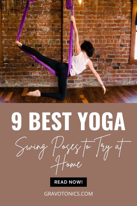 9 Best Yoga Swing Poses to Try at Home Aerial Yoga Poses For Beginners, Trapeze Poses, Yoga Hammock Poses, Yoga Trapeze Poses, Ariel Yoga, Poses To Try, Yoga Group, Yoga Trapeze, Warrior Yoga