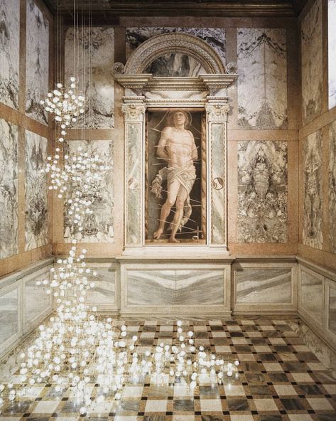 Treasures of Venice @labiennale: @studio.drift's 'Fragile Future 3' framing Andrea Mantegna's masterpiece San Sebastian. The artwork is… Saint Sebastian, Art Masterpieces, St Sebastian, Venice Italy Travel, Venice Travel, Italy Travel Guide, Off The Beaten Path, Italian Art, San Sebastian