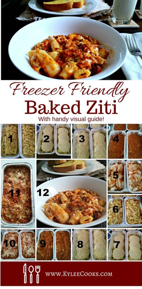 Comfort food at its very very finest. Cheesy, gooey, and absolutely delicious. A tasty meat sauce, mixed with pasta, cheese and sour cream. Freezer friendly - this dish is a winner! Moving Meals, Freezer Baked Ziti, Pasta Monday, Pasta Ziti, Cheese Baked Ziti, Freezer Casserole, Easy Baked Ziti, Pasta Cheese, Freezer Dinners