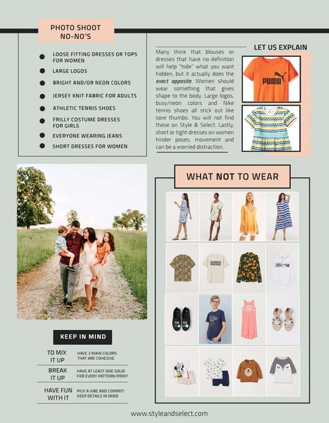 Client Wardrobe Guide, Bee Business, Studio Family Portraits, Photoshoot Style, 2022 Style, Styling Guide, Outfit Styling, Family Picture Outfits, Photography Lessons