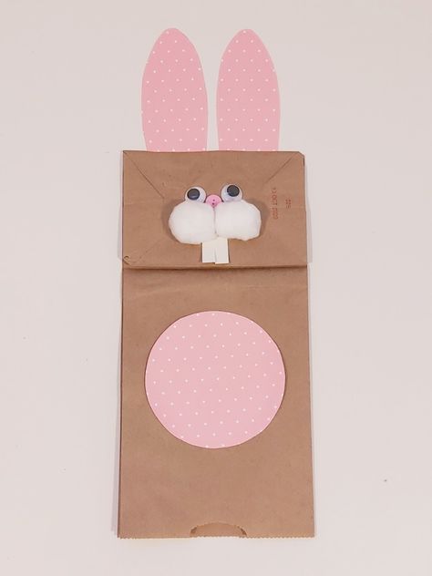 Paper Bag Bunny, Afterschool Crafts, Bunny Puppet, Button Nose, Cotton Balls, Program Ideas, School Project, Two Year Olds, After School