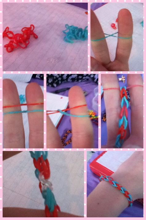 Rubber Band Bracelet Tutorial Rubber Band Bracelet Tutorial, How To Make Braclets, Diy Rubber Band Bracelet, Loom Band Bracelets, How To Tie Shoes, Band Bracelets, Bracelets Tutorial, Rubber Band Bracelet, How To Shade