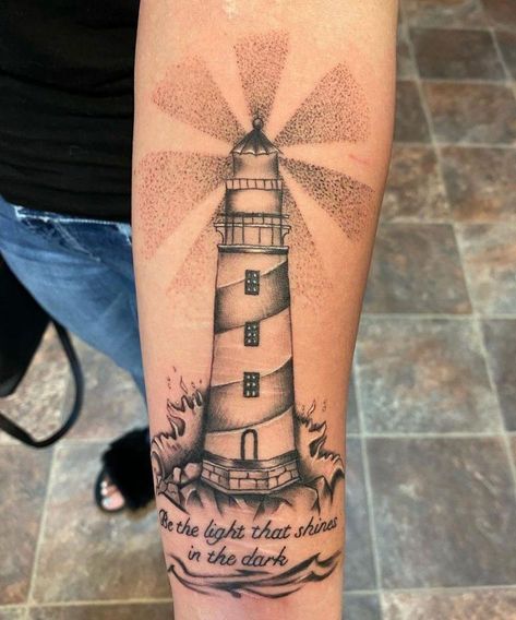 Lighthouse Shin Tattoo, Black And White Lighthouse Tattoo, Lighthouse Flash Tattoo, Lighthouse Memorial Tattoo, Christian Lighthouse Tattoo, Cape Hatteras Lighthouse Tattoo, Lighthouse Tattoos For Women, Light House Tattoo Design, Lighthouse Tattoo Stencil