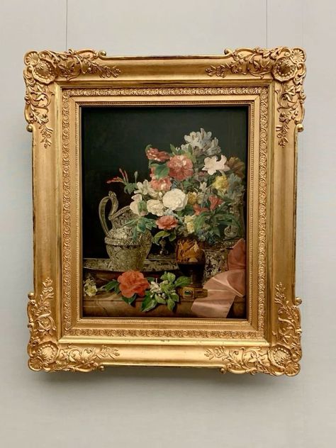 Fancy Painting Frame, Fancy Painting, School Assembly, Canvas Display, Baroque Painting, Vintage Framed Art, Antique Picture Frames, Still Life Flowers, Painting Frame