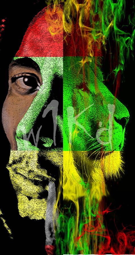 Bob Marley and the Rasta Lion digital original.    -SOLD Bob Marley Tapestry, Bob Marley Lion, Image Bob Marley, Bob Marley Painting, Rasta Art, Bob Marley Legend, Reggae Art, Bob Marley Pictures, Michael Jordan Pictures