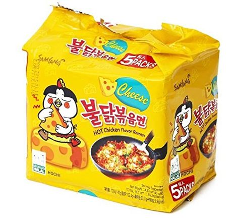 Ramen Noodles Package, Samyang Ramen, Ramen Spicy, Korean Instant Noodles, Spicy Chicken Noodles, Cheese Ramen, Flavored Chicken, Hot Chicken Flavor Ramen, Spicy Fried Chicken