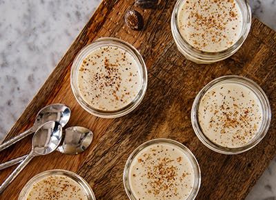 Eggnog Panna Cotta via @PureWow Eggnog Panna Cotta, Mini Christmas Desserts, Christmas Dessert Recipes, Three Ingredient Recipes, Panna Cotta Recipe, Holiday Pies, Eggnog Recipe, Frozen Puff Pastry, Christmas Dessert