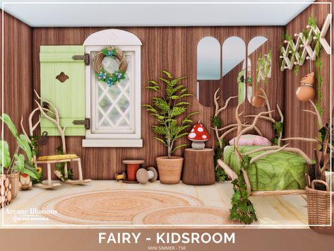 Sims 4 Fairy Bedroom, Sims 4 Room Furniture, Fairy House Sims 4, Sims Fairy Cc, Kids Bedroom Sims 4, Sims 4 Kids Cc Furniture, Fairy Sims 4 Cc, Sims 4 Arcane, Sims 4 Kids Room Cc