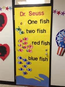 Dr. Seuss "One Fish, Two Fish, Red Fish, Blue Fish" door decoration. Dr Seuss Classroom Door Decorations, Dr. Seuss Door, Dr Seuss Classroom Door, Room Door Ideas, Dr Seuss Bulletin Board, Classroom Door Decorating, March Ideas, Dr Seuss Classroom, Dr Seuss Activities