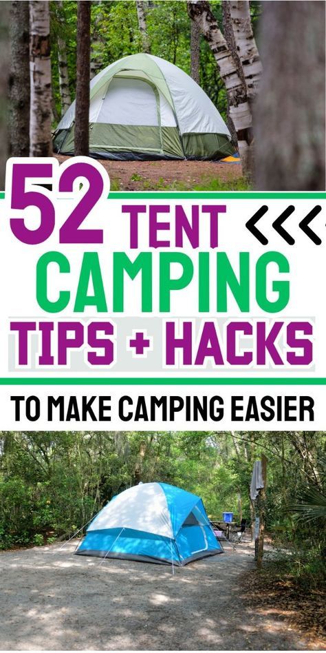 Don't miss these tent camping hacks and tips that are awesome for family camping trips. Tent camping set up ideas, tent camping must haves, and camping tips for an awesome campsite. Big list of camping tips that is great for beginner campers too. Rustic Camping Hacks, Tent Camping List, Tent Campsite Setup, Camping Tent Hacks, Camping Setup Ideas Campsite, Camping Must Haves Packing Lists, Tenting Hacks, Camping Set Up Ideas, Tent Camping Must Haves