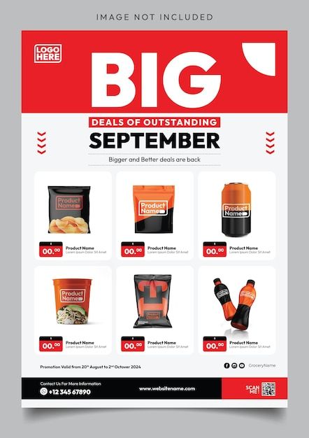 Supermarket big offer promotion flyer ca... | Premium Vector #Freepik #vector Product Offer Poster, Supermarket Catalogue, Offer Flyer Design, Product Promotion Design, Supermarket Flyer, Sales Promotion Design, Products Flyer, Catalog Design Layout, Poster Sale