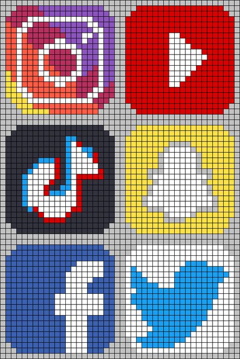 Alpha pattern #35413 | BraceletBook Pixel Art Social Media, Pixel Logo Design, Alfa Pattern, Pixel Art Mini, Pixel Art Logo, Colorful Social Media, Crochet Fits, Pixel Logo, Lucky Art